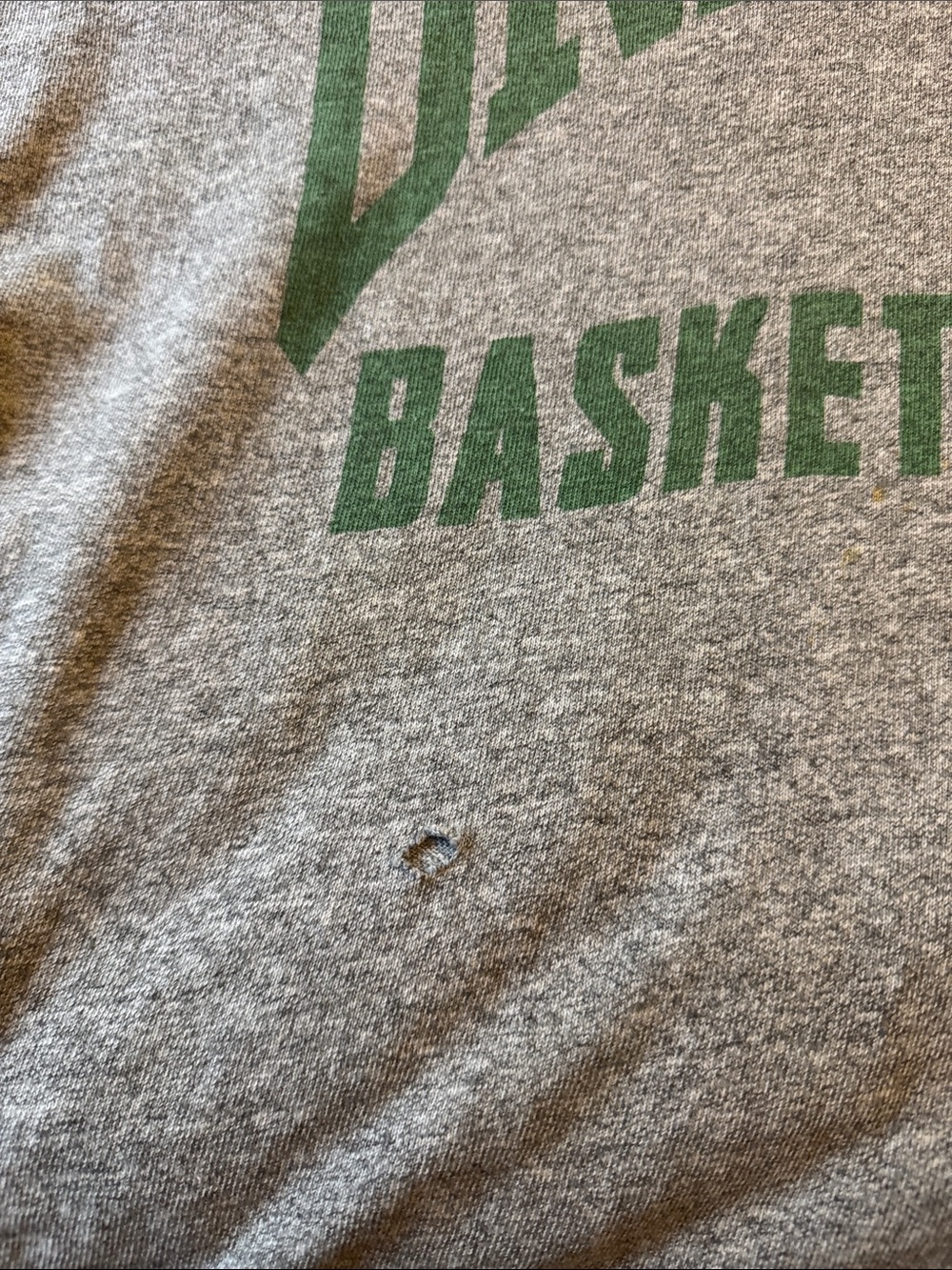 Vintage Champion Gray Oregon Basketball Tee with Green Graphic - Picture 4 of 6